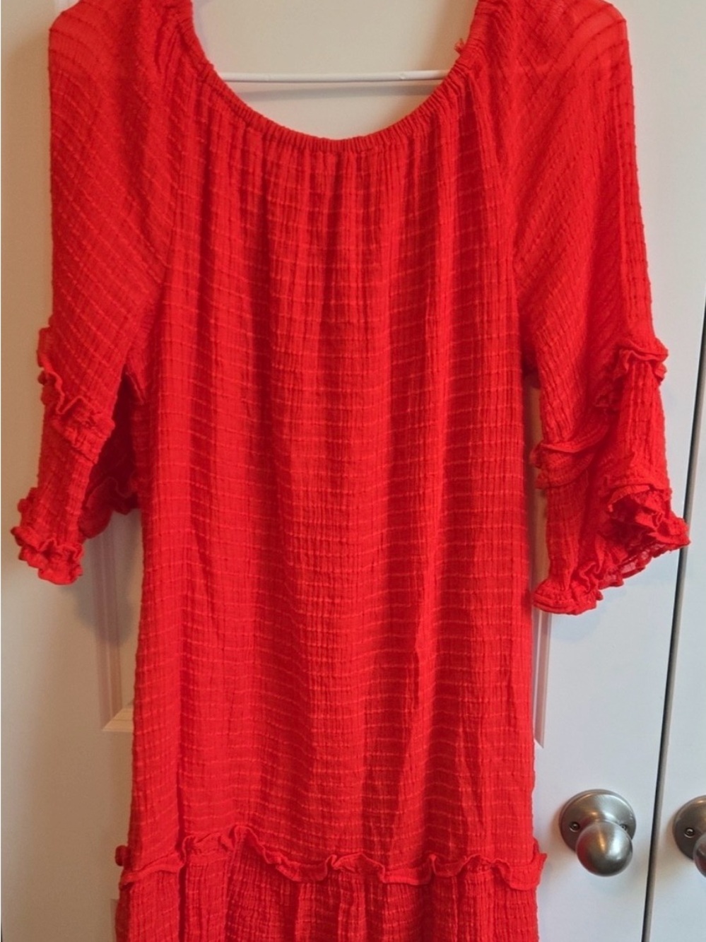 CeCe Red Ruffle-Sleeve Dress - - Picture 3 of 4